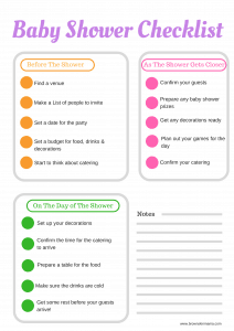 Baby shower checklist